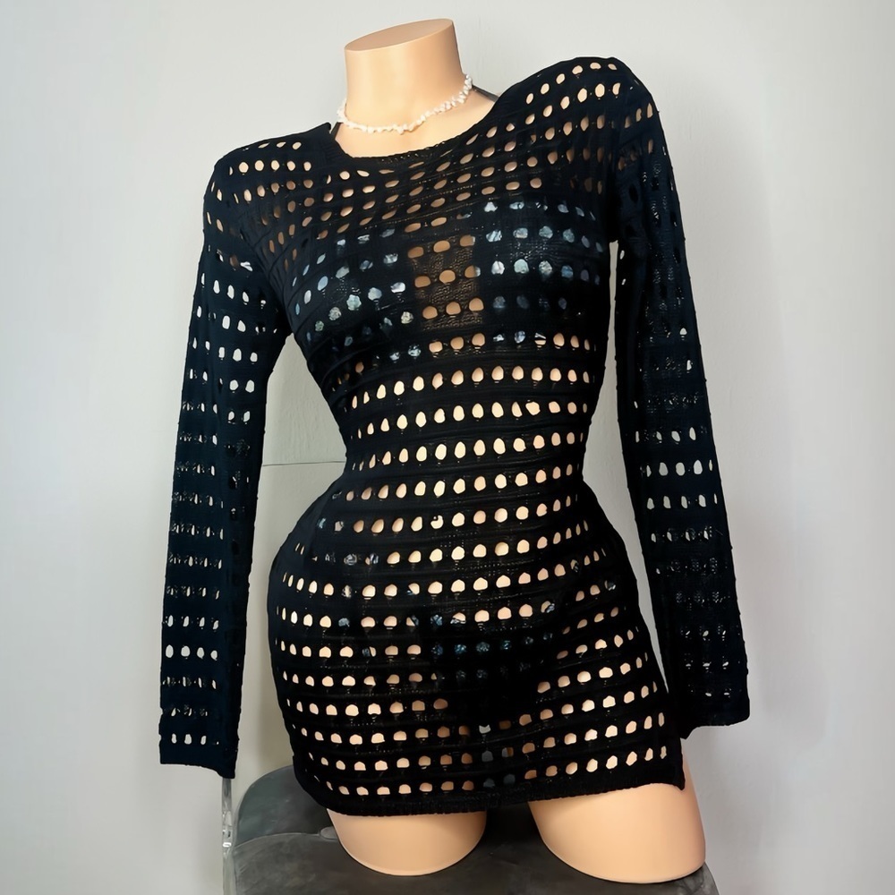 Knitted See Through Mini Dress